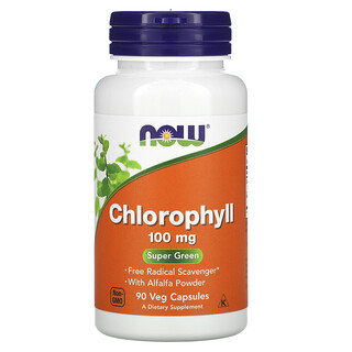 Now Foods, Chlorophyll, 100 mg, 90 pflanzliche Kapseln