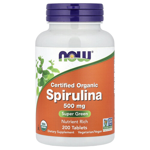 NOW Foods, Certified Organic Spirulina, Spirulina, Bio-zertifiziert, 500 mg, 200 Tabletten