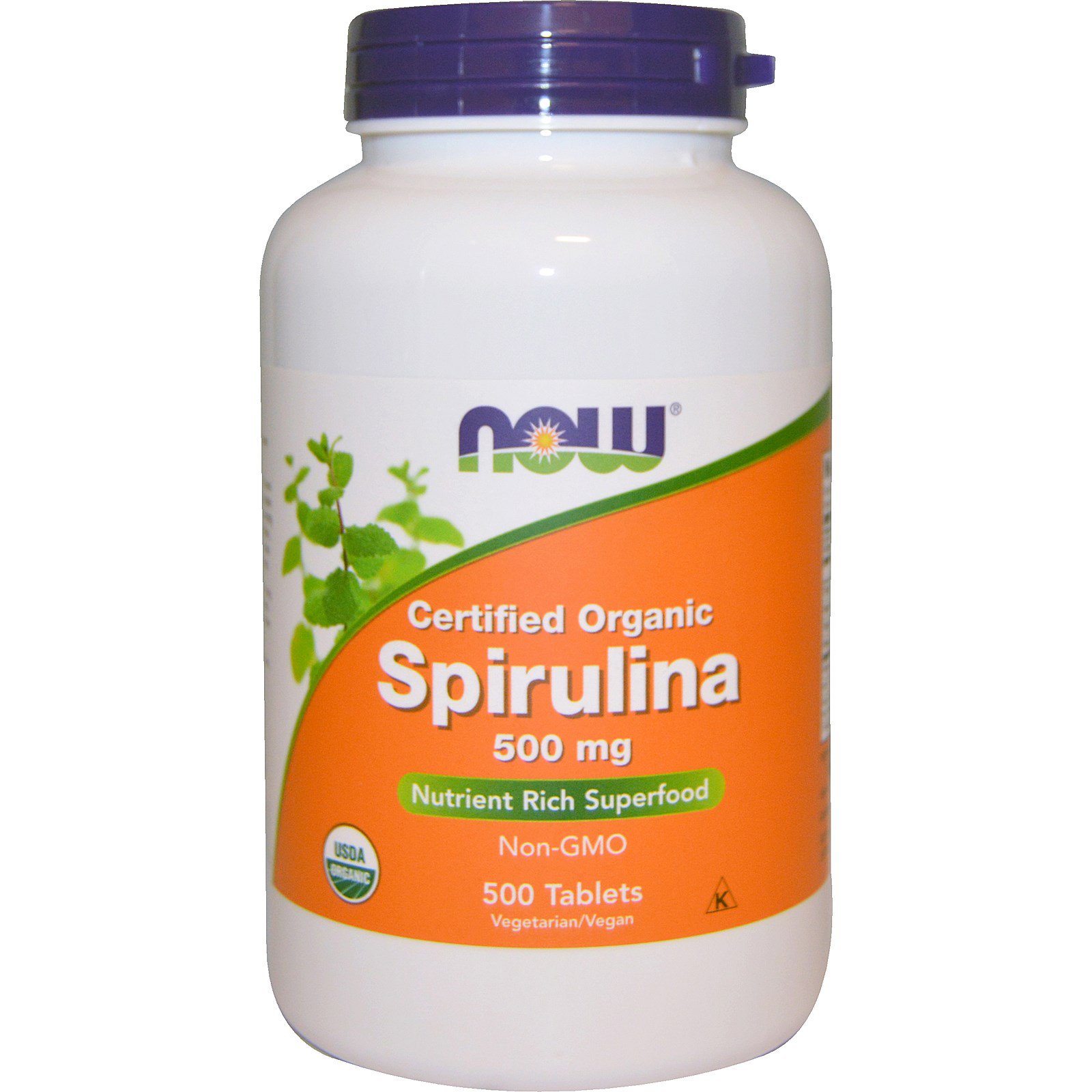 Now Foods Certified Organic Spirulina 500 Mg 500 Tablets Iherb 0382