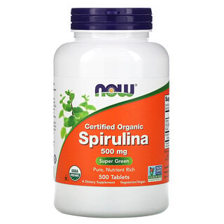Now Foods, Espirulina orgánica certificada, 500 mg, 500 comprimidos