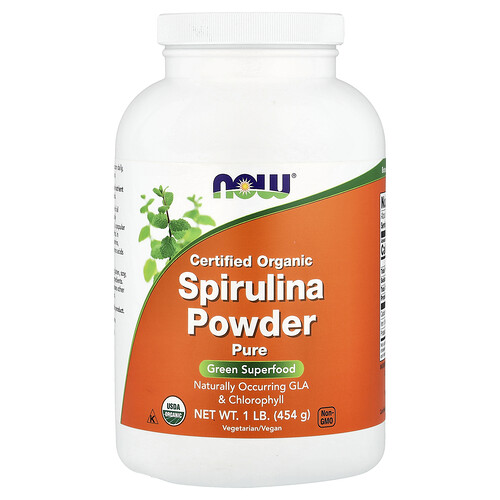 NOW Foods, Certified Organic Spirulina Powder, 1 lb (454 g)