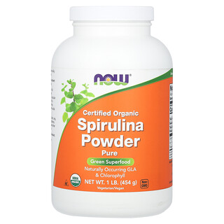 NOW Foods, Espirulina orgánica certificada en polvo, 454 g (1 lb)