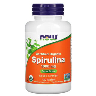 Now Foods, Certified Organic, Spirulina, 1,000 mg, 120 Tablets