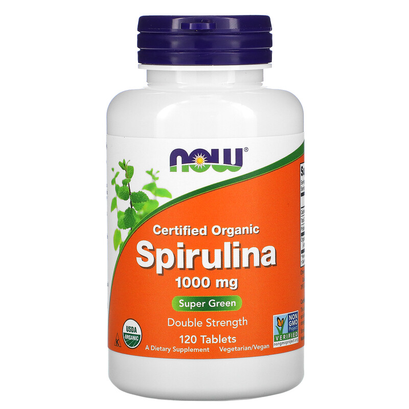 Now Foods, Certified Organic, Spirulina, 1,000 mg, 120 Tablets iHerb