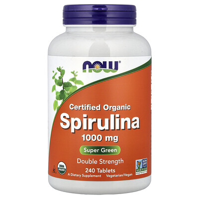 NOW Foods, Espirulina orgánica certificada, 1000 mg, 240 comprimidos