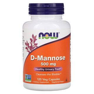 Now Foods, D-Mannose, 500 mg, 120 pflanzliche Kapseln
