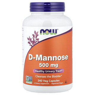 NOW Foods, D-mannoza, 500 mg, 240 kapsułek roślinnych