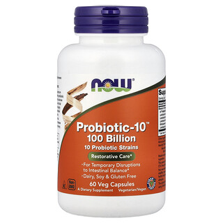 NOW Foods, Probiotic-10™，1000 億，60 粒素食膠囊