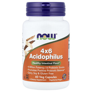 NOW Foods, Acidophilus 4x6 , 60 cápsulas vegetales