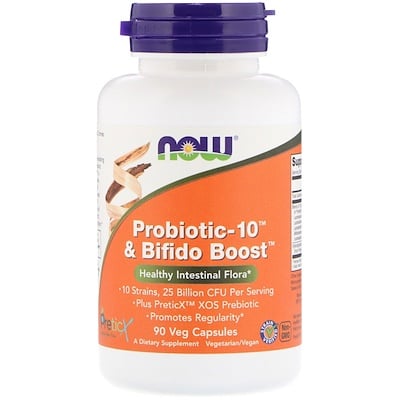 Now Foods Probiotic-10 и Bifido Boost, 25 млрд, 90 растительных капсул