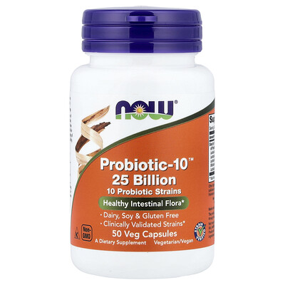 Photos - Vitamins & Minerals Now Foods, Probiotic-10™ 25 Billion, 50 Veg Capsules -02926 