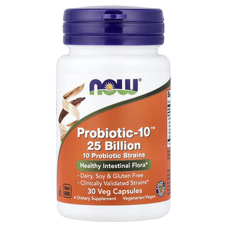 NOW Foods, Probiotic-10™, 25 milijardi CFU, 30 biljnih kapsula