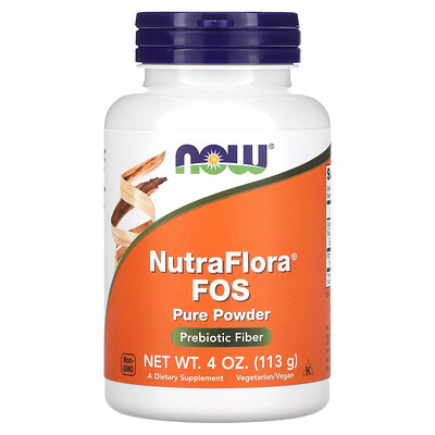 NOW Foods NutraFlora ФОС (фруктоолигосахарид) чистый порошок 113 г (4 унции)