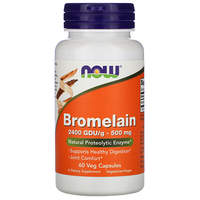 Now Foods Bromelain, 500 мг, 60 растительных капсул