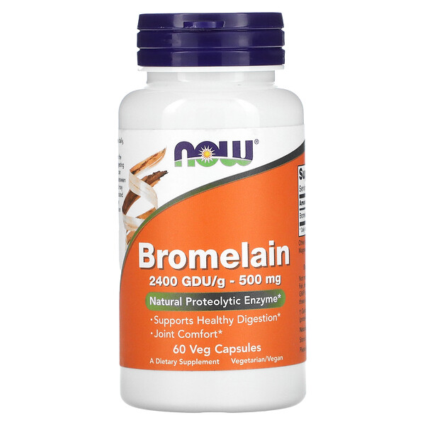 NOW Foods, Bromelain, 500 mg, 60 Veg Capsules