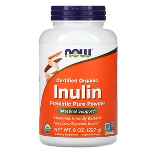 Now Foods, Certified Organic Inulin, Prebiotic Pure Powder, 8 oz (227 g)