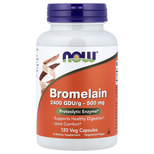 Now Foods Bromelain, 500 mg (2,400 GDU/g), 120 Veg Capsules