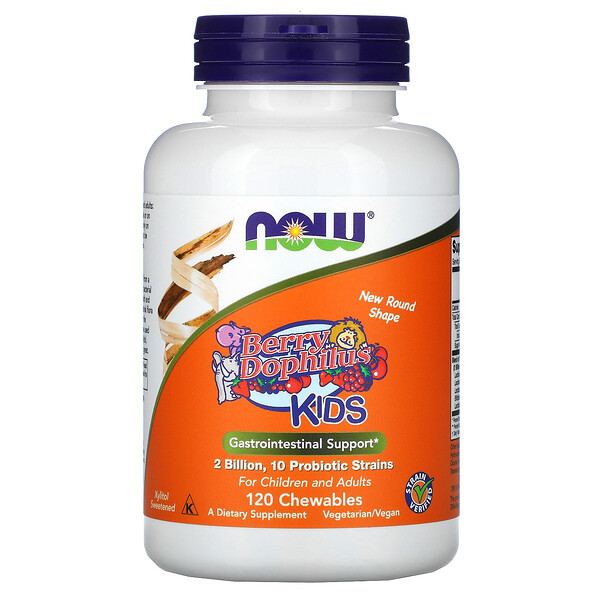 Now Foods‏, Berry Dophilus, לילדים, 2 מיליארד יחידות יוצרות מושבה, 120 טבליות לעיסות