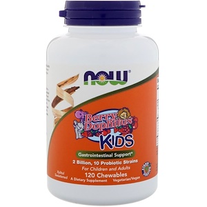 Now Foods, Berry Dophilus, Для детей, 2 млрд., 120 жевательных таблеток