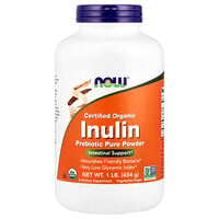 NOW Foods, Tanúsított szerves inulin, tiszta prebiotikus por, 1 font (454 g)