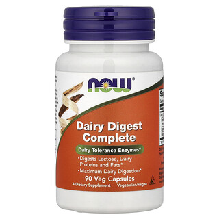 NOW Foods, Dairy Digest Complete, komplette Verdauung von Milchprodukten, 90 pflanzliche Kapseln