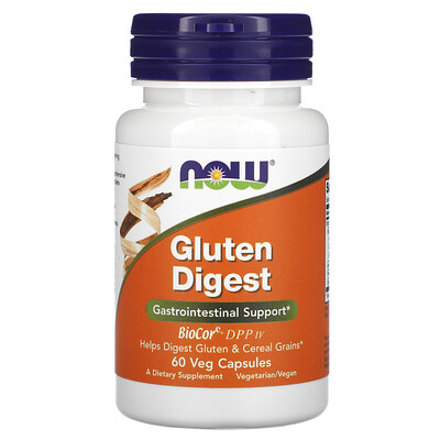 Now Foods Gluten Digest, добавка для переваривания глютена, 60 растительных капсул