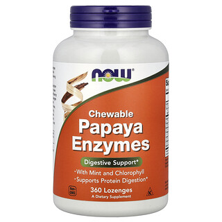 NOW Foods, Enzimas de papaya masticables, 360 pastillas