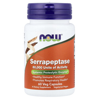 NOW Foods, Serrapeptaasi, 60 kasviskapselia (27 mg per kapseli)
