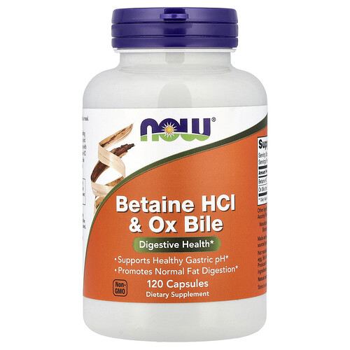 NOW Foods, Betain-HCl & Ox-Galle, 120 Kapseln
