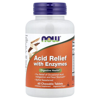 NOW Foods, Säureabbau mit Enzymen, 60 Kautabletten