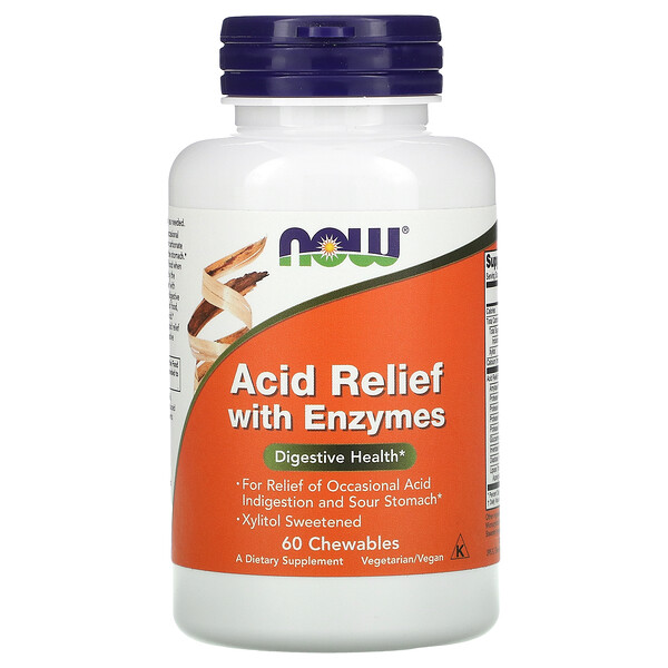 Now Foods‏, Acid Relief with Enzymes, 60 Chewables