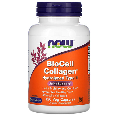Now Foods BioCell Collagen, гидролизованный тип 2, 120 растительных капсул