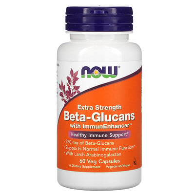NOW Foods бета-глюканы с ImmunEnhancer усиленного действия 250 мг 60 вегетарианских капсул