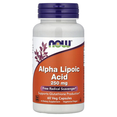 NOW Foods, Ácido alfa-lipoico, 250 mg, 60 cápsulas vegetales
