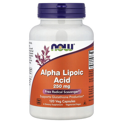 NOW Foods, Ácido alfa-lipoico, 250 mg, 120 cápsulas vegetales