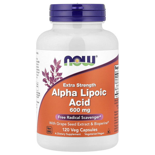 NOW Foods Alpha Lipoic Acid, 600 mg, 120 Veg Capsules