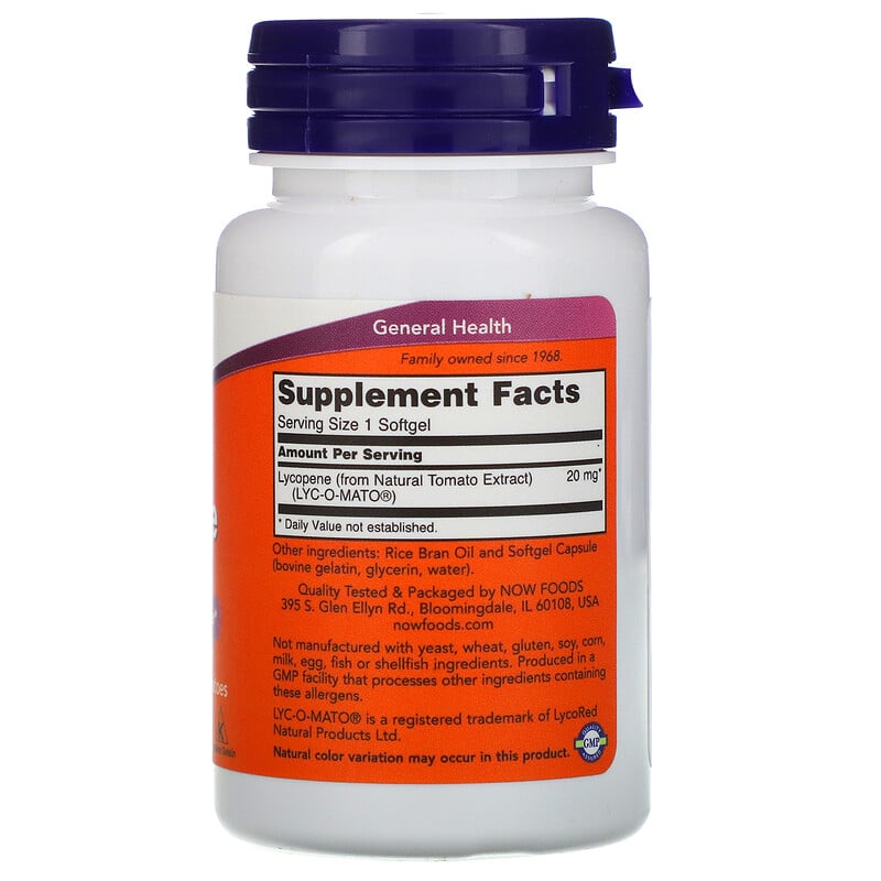 Now Foods, Lycopene, 20 mg, 50 Softgels iHerb