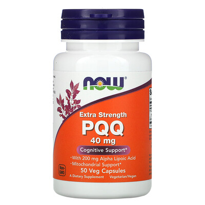 Now Foods PQQ усиленного действия, 40 мг, 50 растительных таблеток