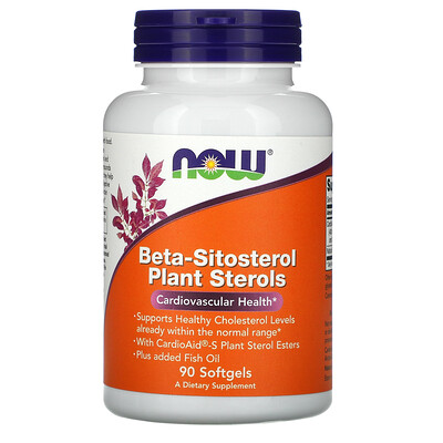 Now Foods Комплекс растительных стеролов, содержащих бета-ситостерол (Beta-Sitosterol Plant Sterols), 90 мягких таблеток