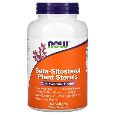 Now Foods Бета-ситостерин, растительные стеролы, 180 мягких желатиновых капсул