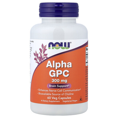 Product Image for NOW Foods, Alpha GPC, 300 mg, 60 Veg Capsules