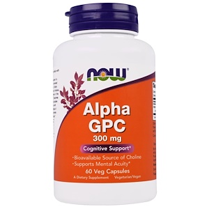Now Foods, Альфа-GPC (альфа-глицерофосфохолин), 300 мг, 60 капсул