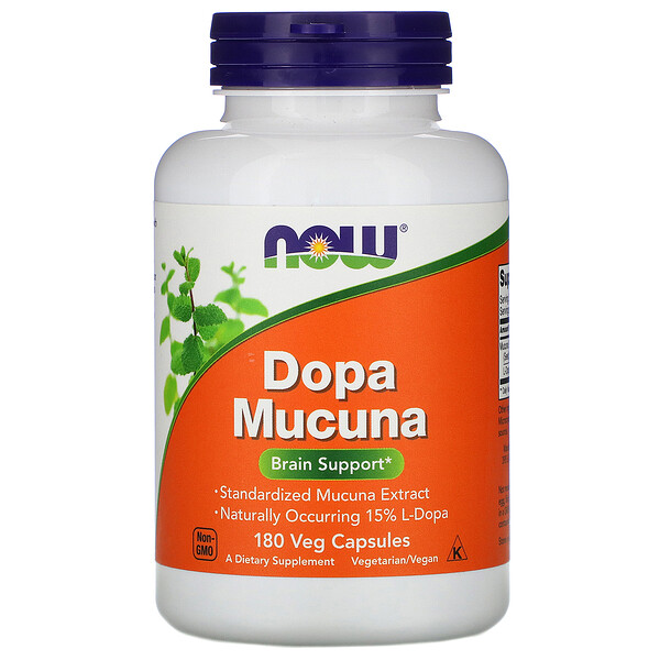Now Foods, Dopa Mucuna, 180 растительных капсул