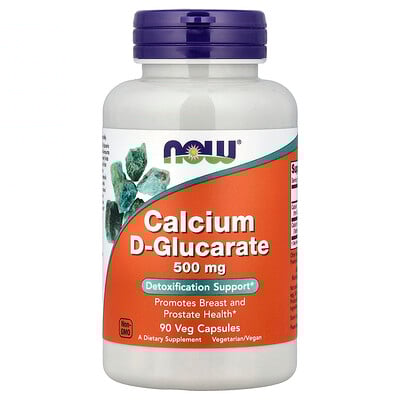 NOW Foods, D-glucarato de calcio, 500 mg, 90 cápsulas vegetales