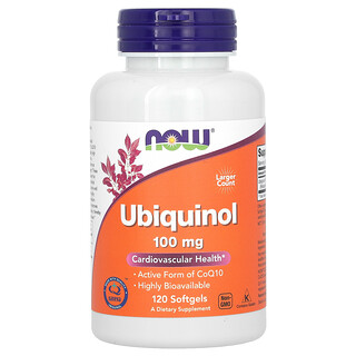 NOW Foods, Ubiquinol, 100 mg, 120 cápsulas blandas