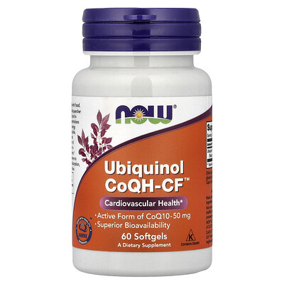 NOW Foods, Ubiquinol CoQH-CF™, 50 mg, 60 cápsulas blandas