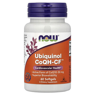 NOW Foods, Ubiquinol CoQH-CF™，50 毫克，60 粒软胶囊