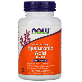 Now Foods, Acide hyaluronique, Double efficacité, 100 mg, 120 capsules végétales
