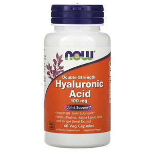 Отзывы о Now Foods, Hyaluronic Acid, Double Strength, 100 mg, 60 Veg Capsules