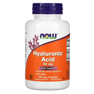 Now Foods, Acide hyaluronique avec méthyl-sulfonyl-méthane, 50 mg, 120 capsules végétariennes